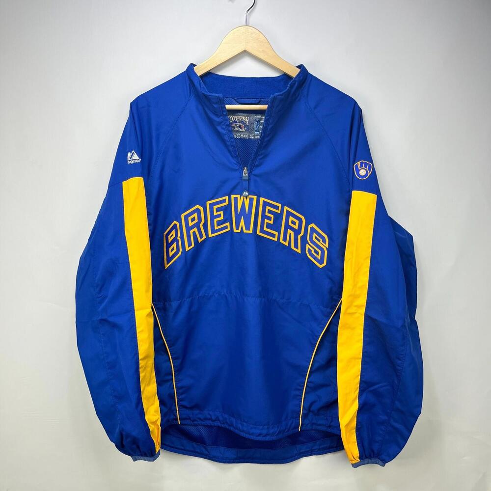 Vintage Majestic Milwaukee Brewers Windbreaker Jacket Medium